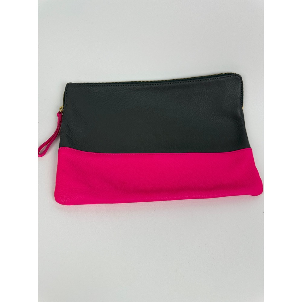 Gap Color Block Grey & Pink‎ Leather Clutch/ Evening Bag